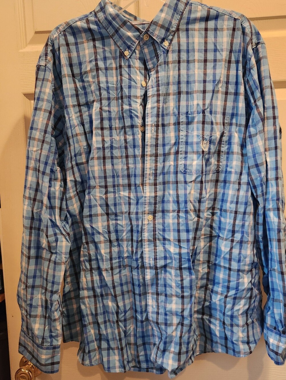 Chaps Light Blue Plaid Button-Down Shirt Jacket